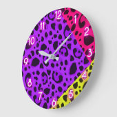 Funky Wild Neon Animal Leopard Cheetah Print Grote Klok (Hoek)