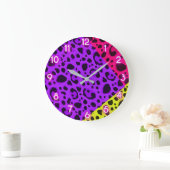 Funky Wild Neon Animal Leopard Cheetah Print Grote Klok (Huis)