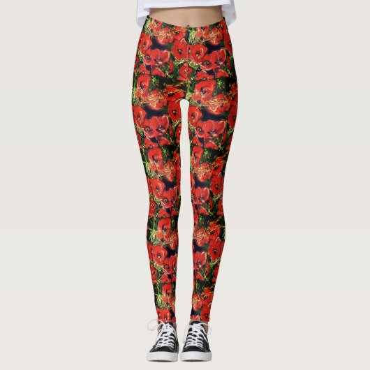 Funky Wild Poppy leggings (Voorkant)