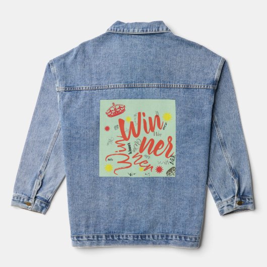 Funky Winner Word Kroon Ster  Denim Jacket (Achterkant)