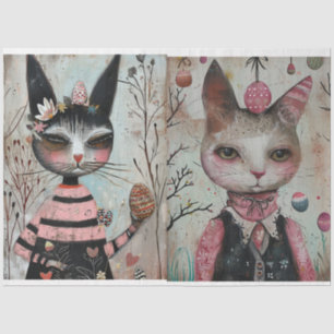 Funky Wired Cats Decoupage Tissuepapier