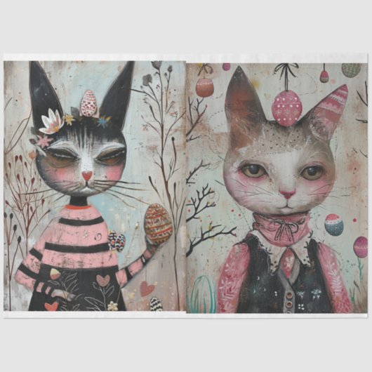 Funky Wired Cats Decoupage Tissuepapier (Voorkant)
