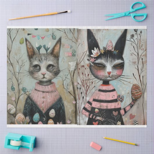 Funky Wired Cats Decoupage Tissuepapier (Craft)