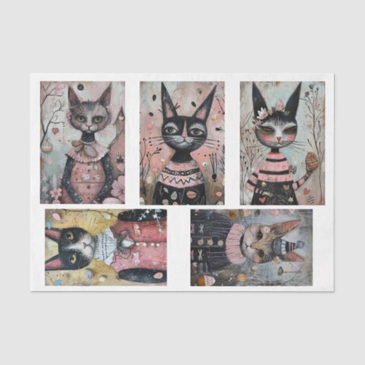 Funky Wired Cats Flesdecoupeerflessen Tissuepapier (Voorkant)