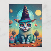 Funky Witch Cat Briefkaart (Voorkant)