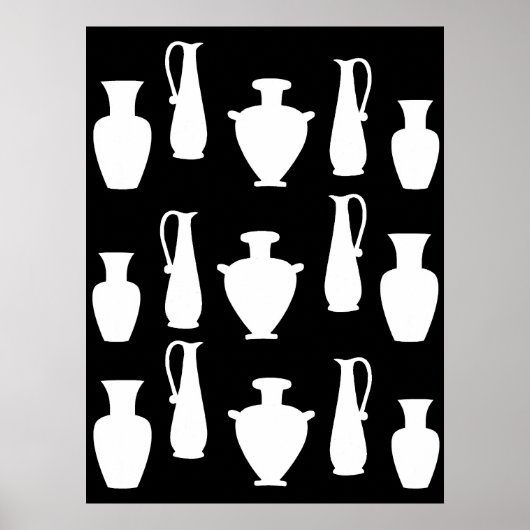 Funky Witte Oud-Griekse Vazen Potten Poster (Voorkant)