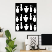 Funky Witte Oud-Griekse Vazen Potten Poster (Thuiskantoor)