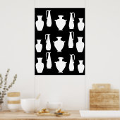 Funky Witte Oud-Griekse Vazen Potten Poster (Keuken)
