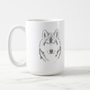 Funky Wolf Head Face Sketch Koffiemok