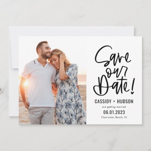 Funky Writable Color Save Our Date Kaart (Voorkant)