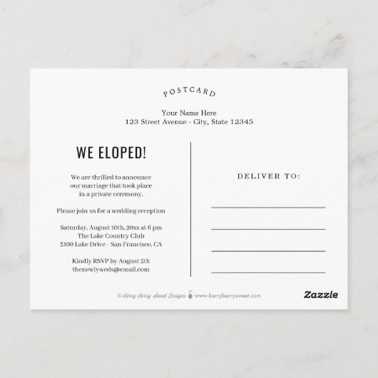 Funky Writing EDITABLE COLOR Wedding Announding Briefkaart (Achterkant)