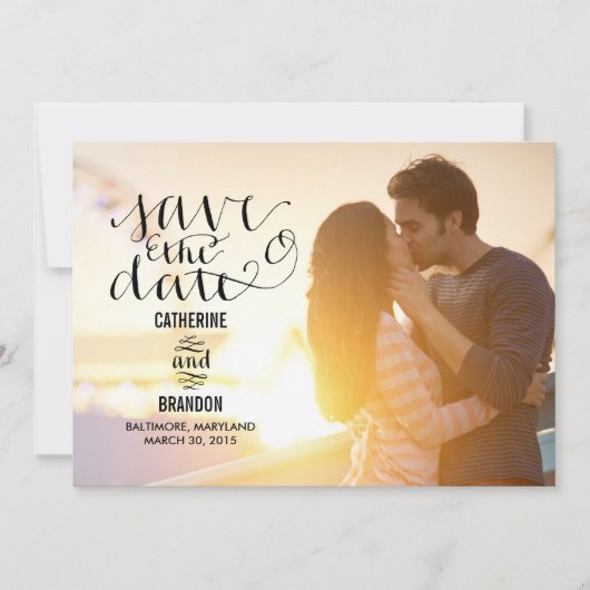 Funky Writing Save The Date - Hout (Voorkant)