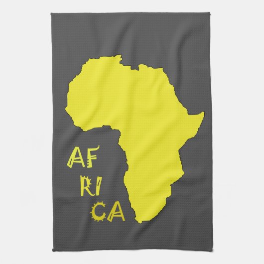 Funky Yellow Africa African Continent Map Theedoek (Verticaal)