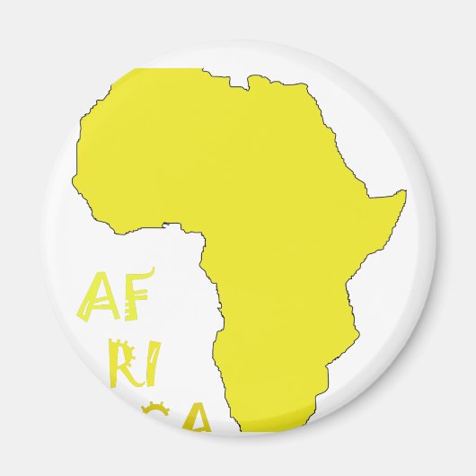Funky Yellow Africa Map Magneet (Voorkant)