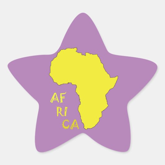 Funky Yellow Africa Map Ster Sticker (Voorkant)