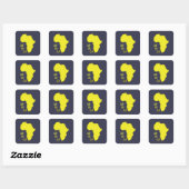 Funky Yellow Africa Map Vierkante Sticker (Vel)