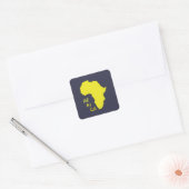 Funky Yellow Africa Map Vierkante Sticker (Envelop)