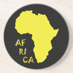 Funky Yellow Africa Map Zandsteen Onderzetter