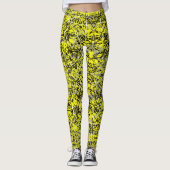 Funky Yellow Black Busy Print Leggings (Voorkant)