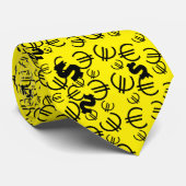 Funky Yellow Dollar Euro Money Pattern Stropdas (Opgerold)