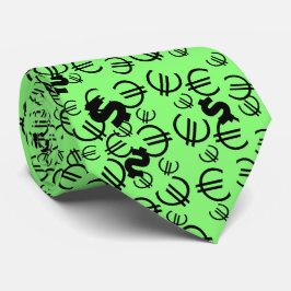 Funky Yellow Dollar Euro Money Pattern Stropdas