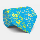 Funky Yellow Dollar Euro Money Pattern Stropdas (Opgerold)