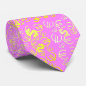 Funky Yellow Dollar Euro Money Pattern Stropdas (Opgerold)