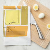 Funky Yellow en Oranje Squares Mid Century Modern Theedoek (Quarter Fold)