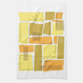 Funky Yellow en Oranje Squares Mid Century Modern Theedoek (Verticaal)
