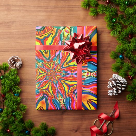 Funky Yellow Neon Patroon Wrapping Paper Cadeaupapier (Feestdagen Geschenken)