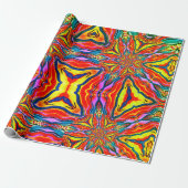 Funky Yellow Neon Patroon Wrapping Paper Cadeaupapier (Uitgerold)