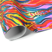 Funky Yellow Neon Patroon Wrapping Paper Cadeaupapier (Rol Hoek)