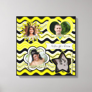 Funky Yellow, zwart, White Photo Wall Hanging Canvas Afdruk