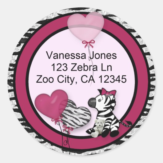 Funky Zebra Baby shower Envelop etiketten afdichti (Voorkant)