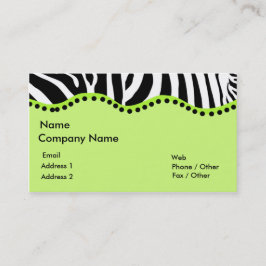 Funky Zebra in Groen Visitekaartje