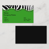 Funky Zebra in Groen Visitekaartje (Voorkant / Achterkant)