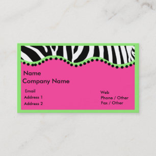 Funky Zebra met Green Boarder Visitekaartje