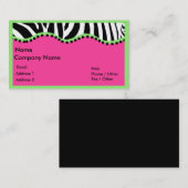 Funky Zebra met Green Boarder Visitekaartje (Voorkant / Achterkant)