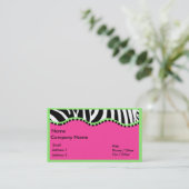 Funky Zebra met Green Boarder Visitekaartje (Staand voorkant)