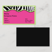Funky Zebra met Neon Green Boarder Visitekaartje (Voorkant / Achterkant)