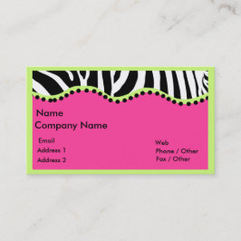 Funky Zebra met Neon Green Boarder Visitekaartje