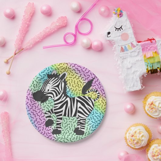 Funky Zebra Papieren Bordje (Feest)