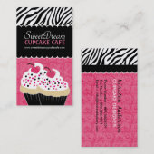 Funky Zebra Print Cupcake bakkerij Visitekaartjes (Voorkant / Achterkant)
