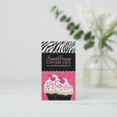 Funky Zebra Print Cupcake bakkerij Visitekaartjes (Staand voorkant)