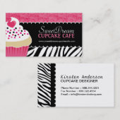 Funky Zebra Print Cupcake bakkerij Visitekaartjes (Voorkant / Achterkant)