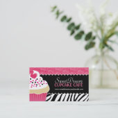Funky Zebra Print Cupcake bakkerij Visitekaartjes (Staand voorkant)