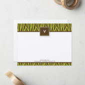 Funky Zebra Print Flat Note-kaarten (chocolade/lim Notitiekaartje (Voorkant / Achterkant in situ)