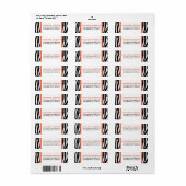 Funky Zebra Print Retouradreslabel (sinaasappel) Etiket (Full Sheet)