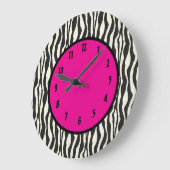 Funky Zebra roze ronde (grote wandklok) Grote Klok (Hoek)