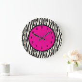 Funky Zebra roze ronde (grote wandklok) Grote Klok (Huis)